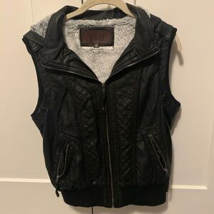 Women’s Black Leather Vest.